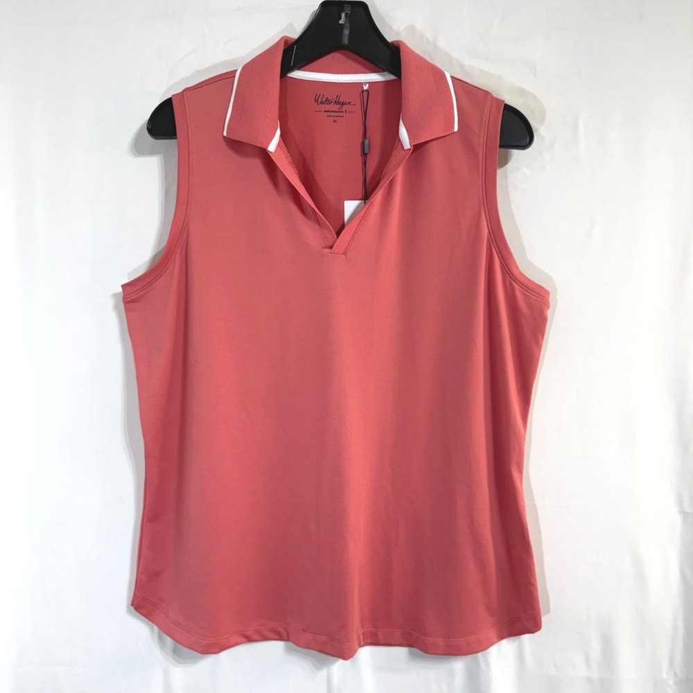 Walter Hagen Performance 11 Johnny Sleeveless Golf Polo Pink Rouge XL NEW